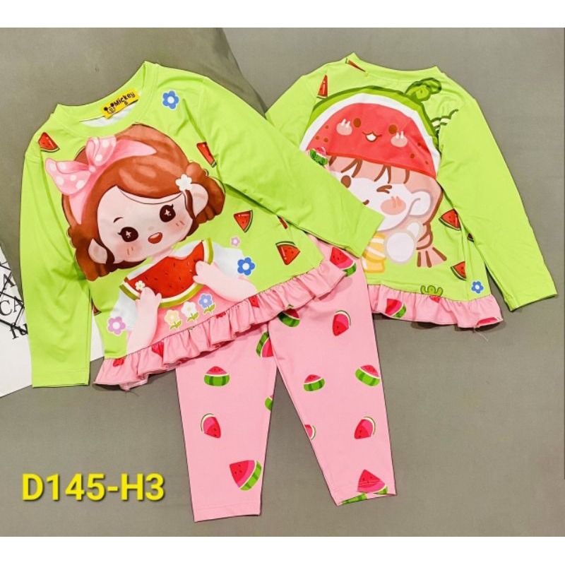 MÃ D145 BỘ DÀI TAY BÉ GÁI THUN LẠNH 3D SIZE 20-40KG