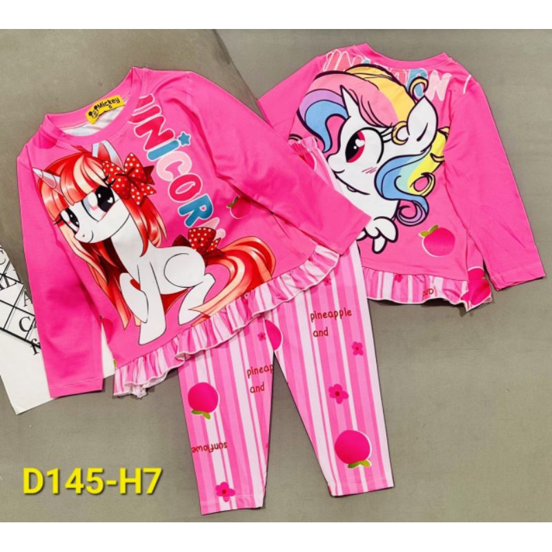 MÃ D145 BỘ DÀI TAY BÉ GÁI THUN LẠNH 3D SIZE 20-40KG