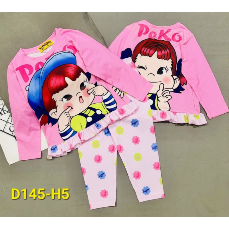 MÃ D145 BỘ DÀI TAY BÉ GÁI THUN LẠNH 3D SIZE 20-40KG