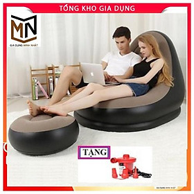 Bộ Ghế Lười Bơm Hơi - Đệm Hơi Tựa Lưng Hàn Quốc Bọc Nhung