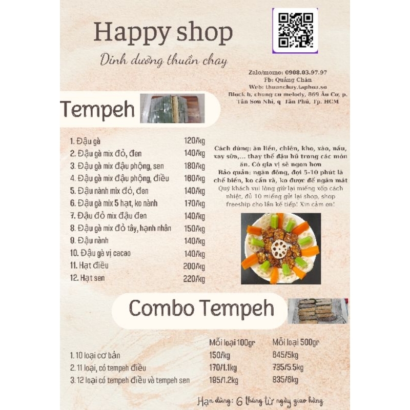 Tempeh đậu gà mix đậu phộng hạt sen