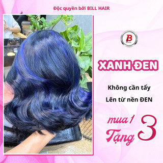 Thuốc nhuộm tóc XANH ĐEN không tẩy, màu nhuộm tóc lên từ nền đen, tặng kèm trợ nhuộm và găng tay| Bill Hair, Billhair