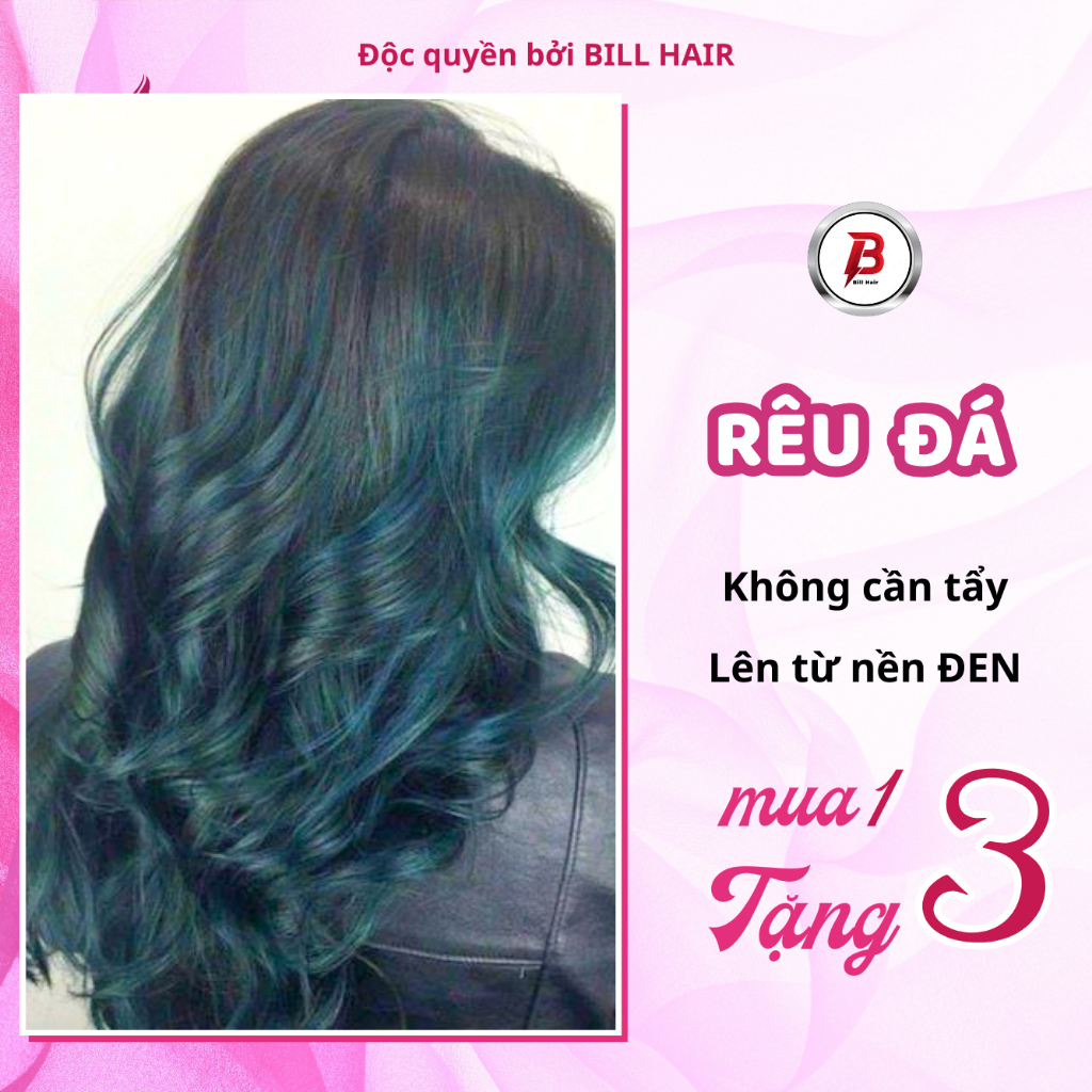 Thuốc nhuộm tóc XANH RÊU, RÊU ĐÁ, NÂU RÊU không tẩy lên từ nền đen, tặng kèm trợ nhuộm và găng tay |