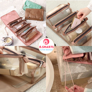 Túi Đựng Mỹ Phẩm 4 Trong 1 Gọn Nhẹ Có Thể Tháo Dời, Túi Du Lịch Đa Năng Gấp Gọn Nhiều Ngăn Thiết Kế Lưới Trong Suốt.