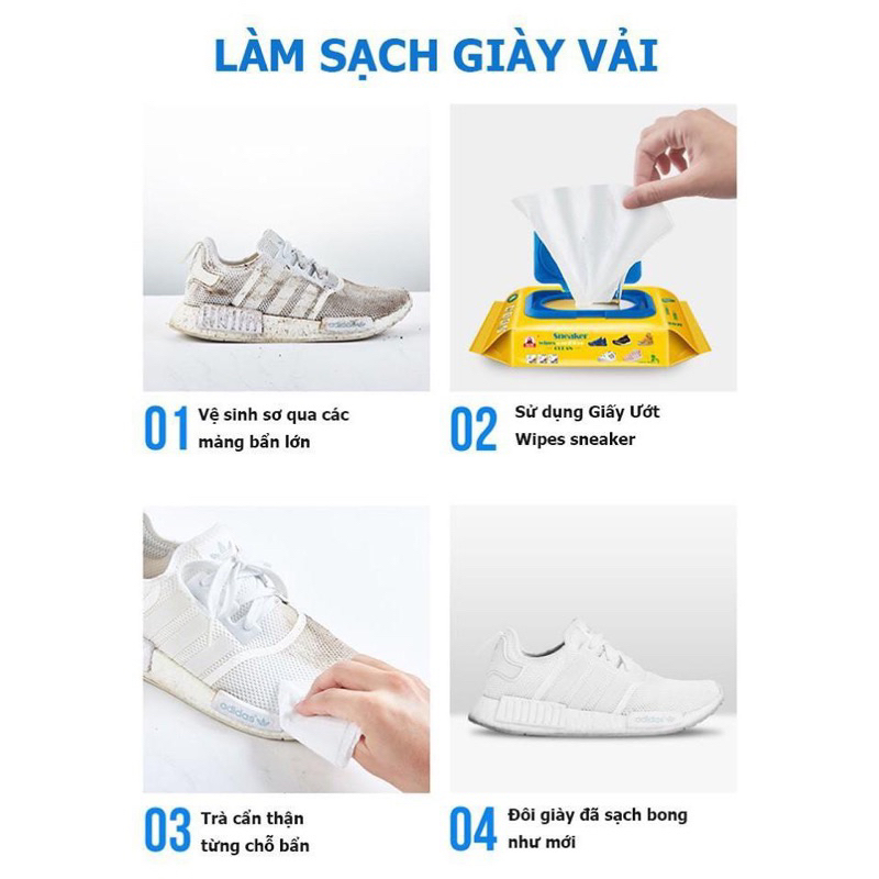 Khăn lau giày chuyên dụng Seaker 35 tờ, an toàn tiện lợi, mẫu mới sạch sâu hơn.