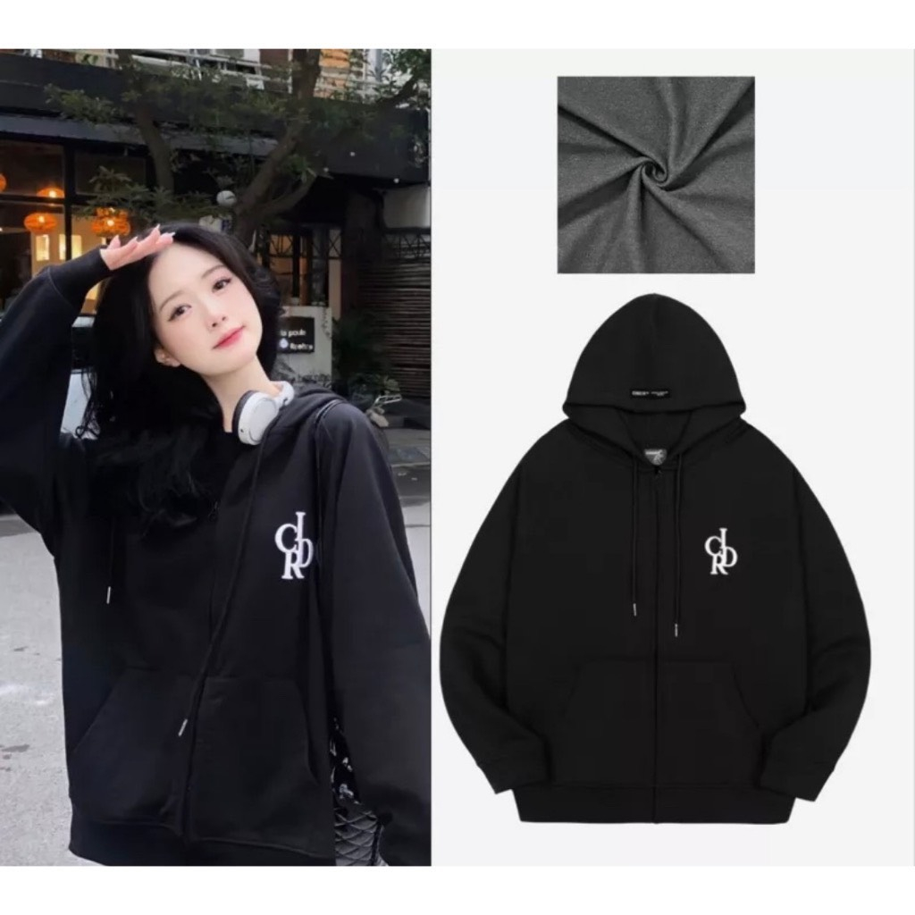 Áo Hoodie Zip CIDR , Áo Khoác Nỉ Form Rộng Mũ Trùm 2 Lớp Nam Nữ Unisex