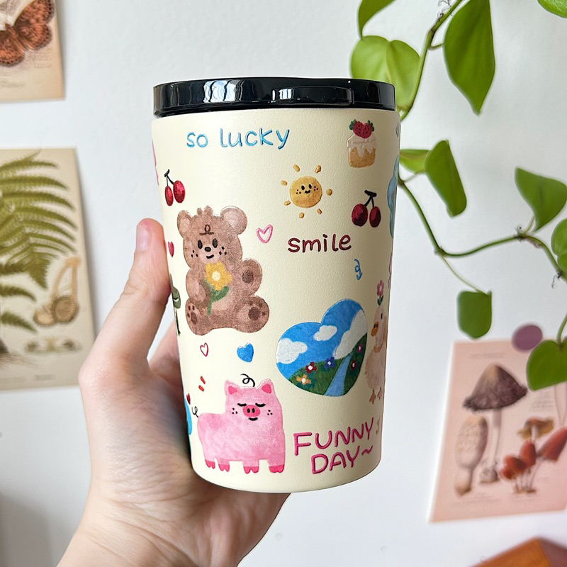 Ly giữ nhiệt aesthetic hàn quốc thân nhám inox 304