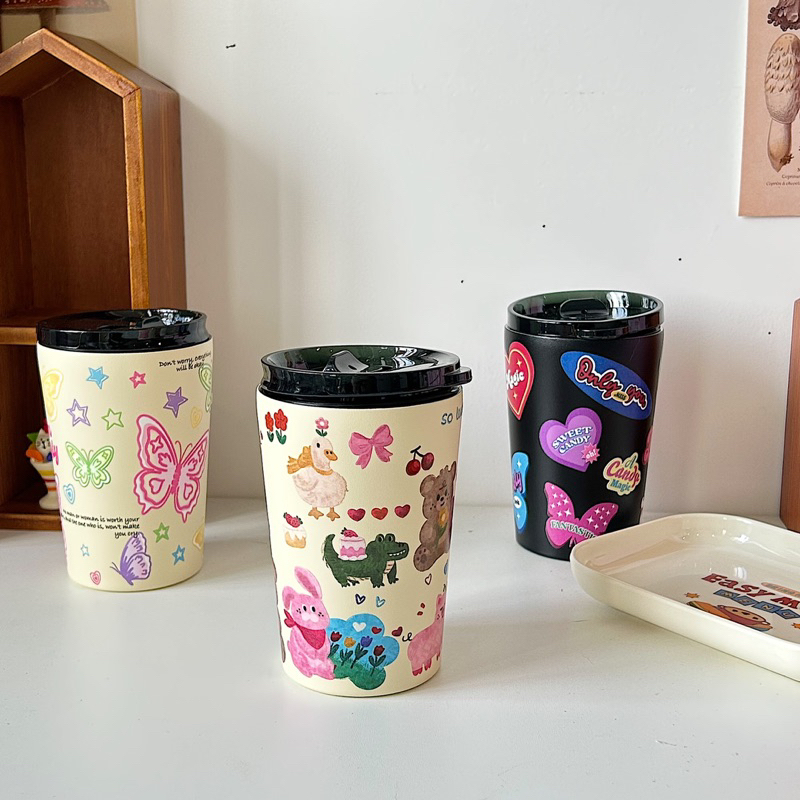 Ly giữ nhiệt aesthetic hàn quốc thân nhám inox 304