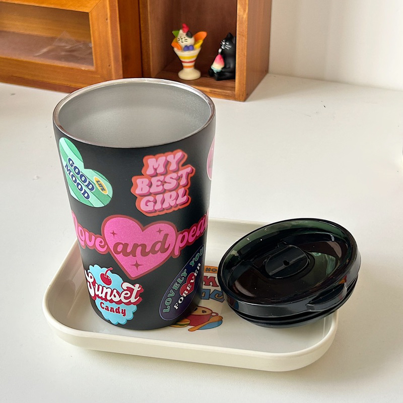 Ly giữ nhiệt aesthetic hàn quốc thân nhám inox 304