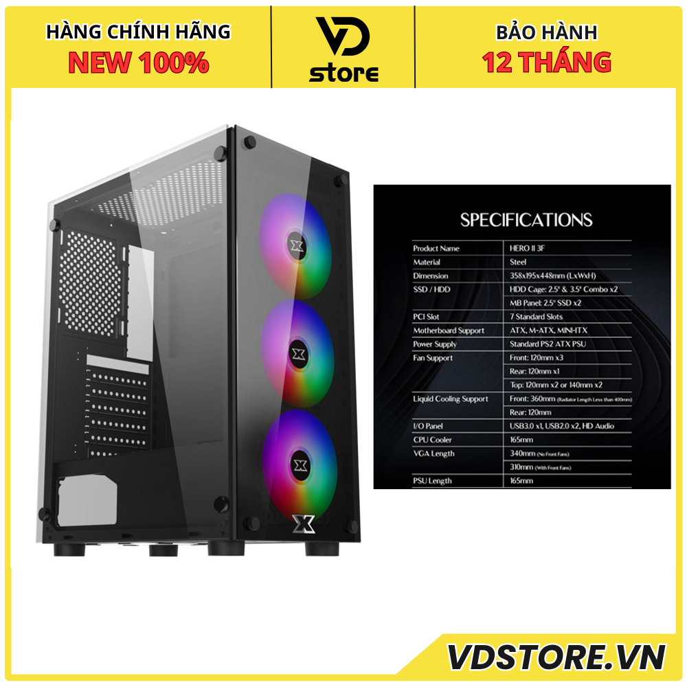 Vỏ Case Xigmatek HERO II 3F (ATX - 3 Fan RGB)