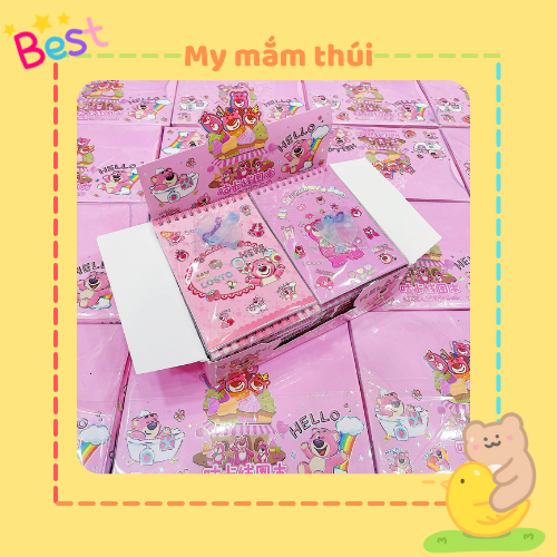 Sổ lò xo 16 tấm sticker gấu dâu lấp lánh
