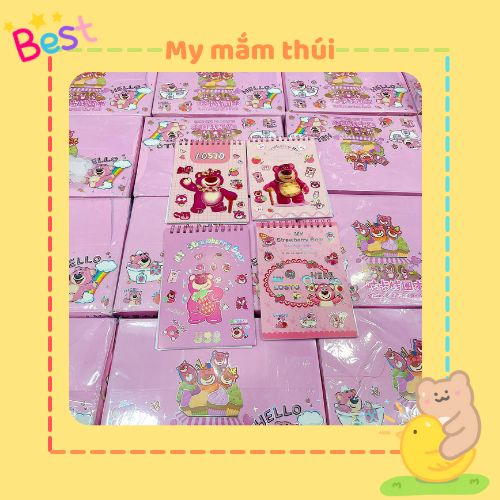 Sổ lò xo 16 tấm sticker gấu dâu lấp lánh