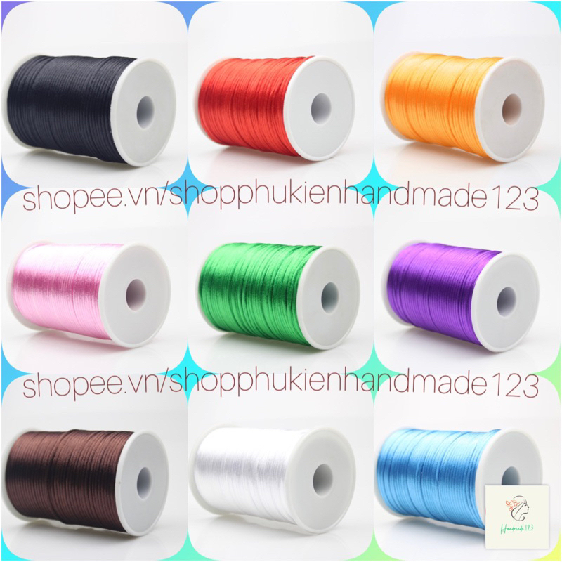 Bó 5m/10m dây tim Đài Loan loại tốt size 1.5mm đủ màu thắt vòng tay, dây may mắn, dreamcatcher, thắt nút Trung Hoa