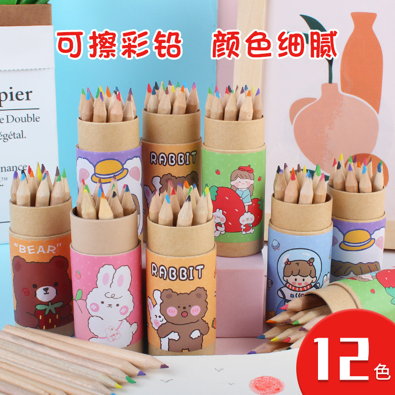 Hộp 12 bút bì màu kèm chuốt gọt bút chì cho bé thỏa sức vẽ