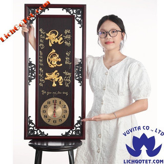 tranh đồng hồ gỗ Phúc Lộc Thọ đẹp