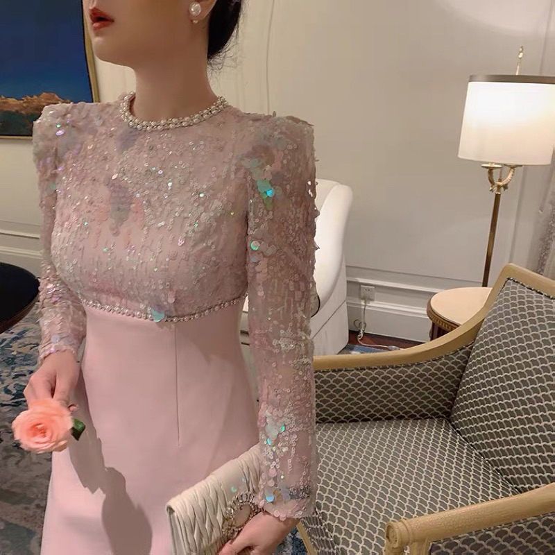 Đầm nữ phối kim tuyến hàng cao cấp