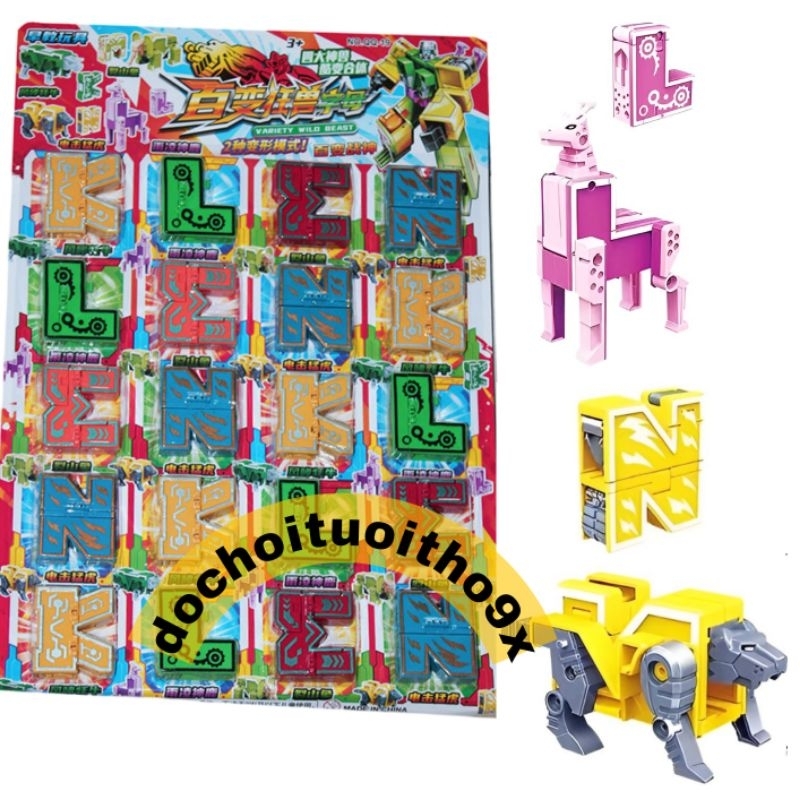 Vỉ  20 chữ số biến hình siêu nhân lắp ghép