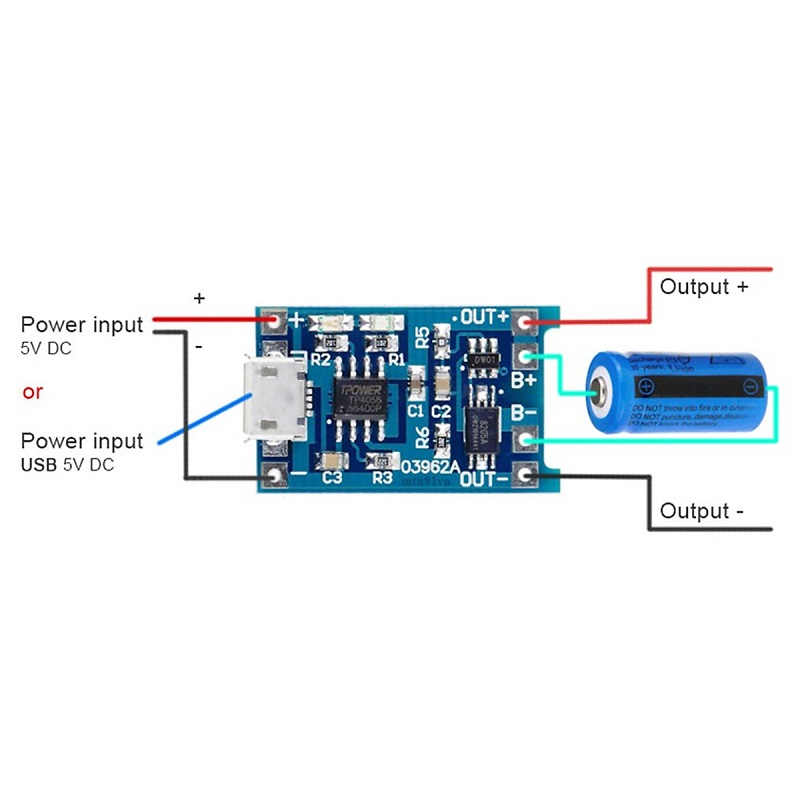 Mạch sạc pin 18650 TP4056 MicroUSB