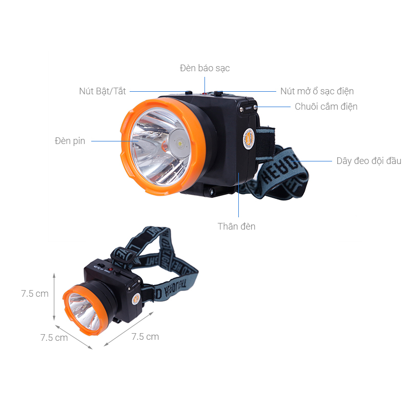 Đèn Pin Đội Đầu Siêu Sáng, Đèn Led Chống Thấm Nước Kèm Sạc Tiện Dụng Cho Hoạt Động Ngoài Trời