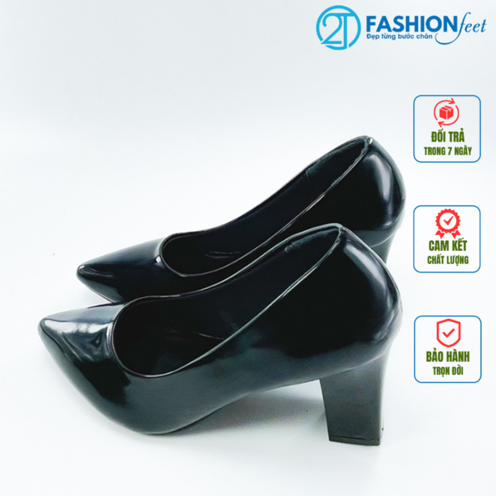 Giày Cao Gót Chính Hãng 2Tfashion Feet,Mũi Nhọn, Gót Vuông 7 Phân -BĐG0019