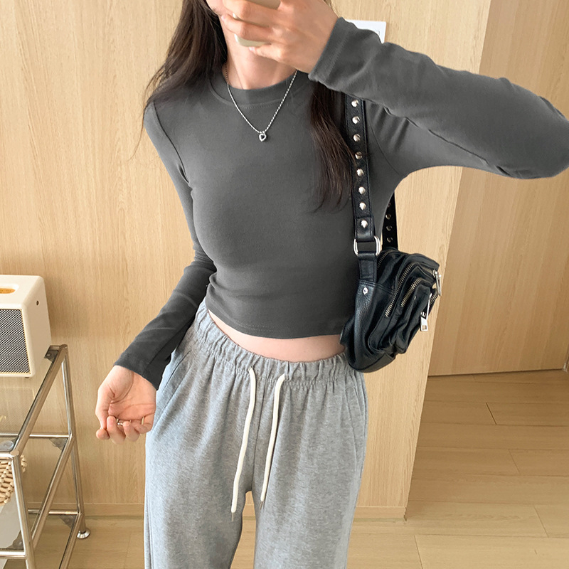 Áo croptop bozip dài tay cổ tròn nhiều màu peonyb nữ - Thun kiểu dáng ôm body bánh bèo tiểu thư hotgirl năng động đẹp