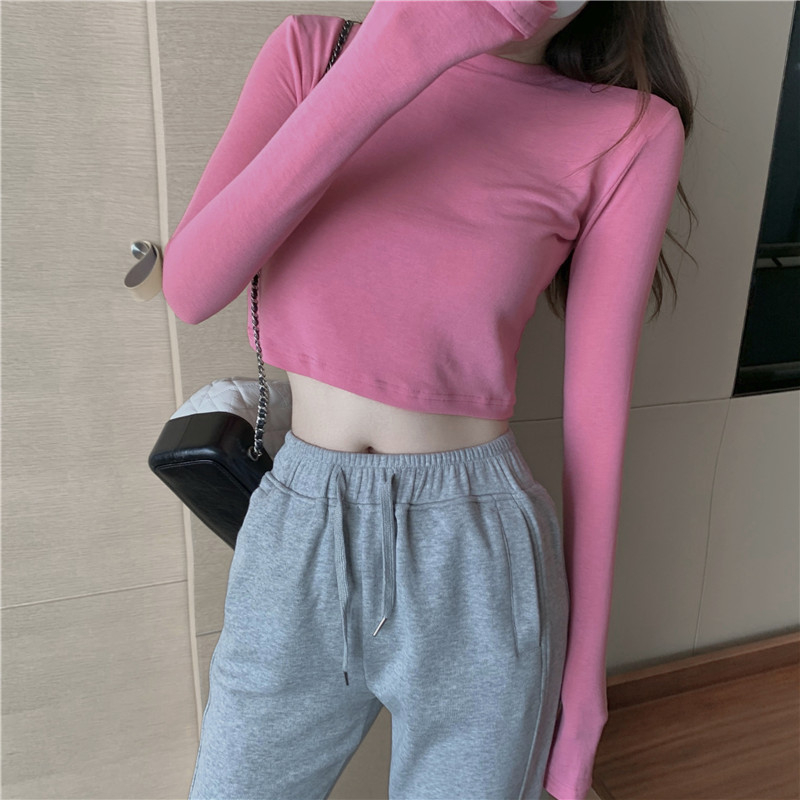Áo croptop bozip dài tay cổ tròn nhiều màu peonyb nữ - Thun kiểu dáng ôm body bánh bèo tiểu thư hotgirl năng động đẹp
