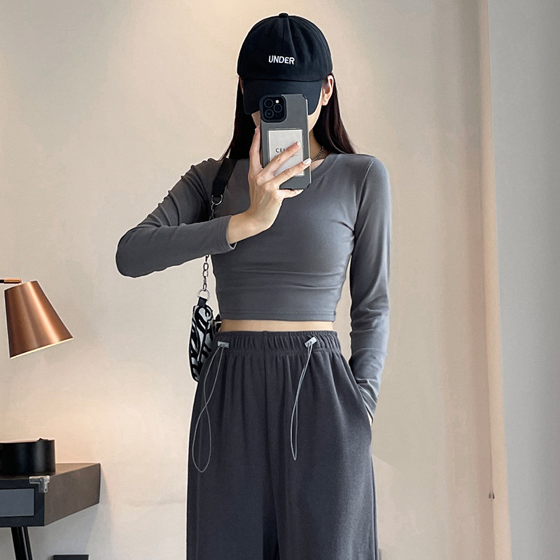 Áo croptop bozip dài tay cổ tròn nhiều màu peonyb nữ - Thun kiểu dáng ôm body bánh bèo tiểu thư hotgirl năng động đẹp
