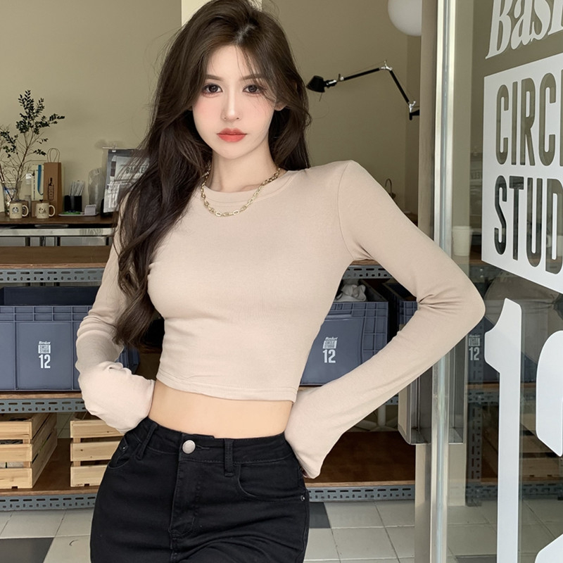 Áo croptop bozip dài tay cổ tròn nhiều màu peonyb nữ - Thun kiểu dáng ôm body bánh bèo tiểu thư hotgirl năng động đẹp