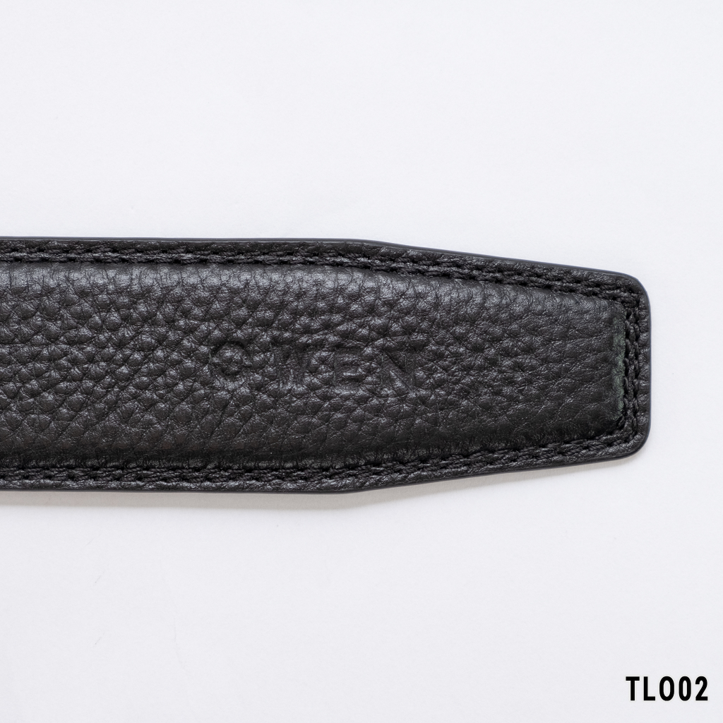 Thắt lưng da bò nam cao cấp OWEN BELT231519 dây nịt da thật màu đen mặt hợp kim đúc nguyên khối khóa trượt tự động sang