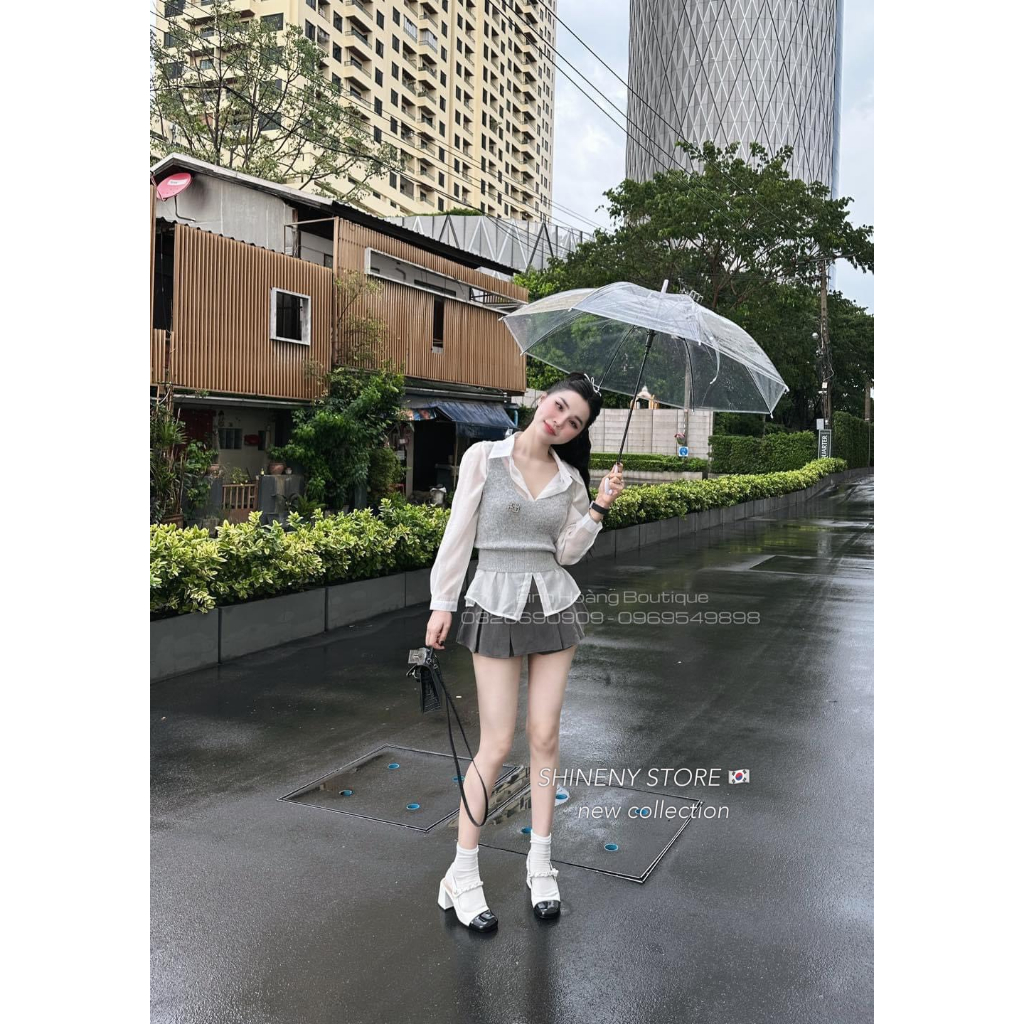 Áo sơ mi phối kèm gile  hàng QCL1