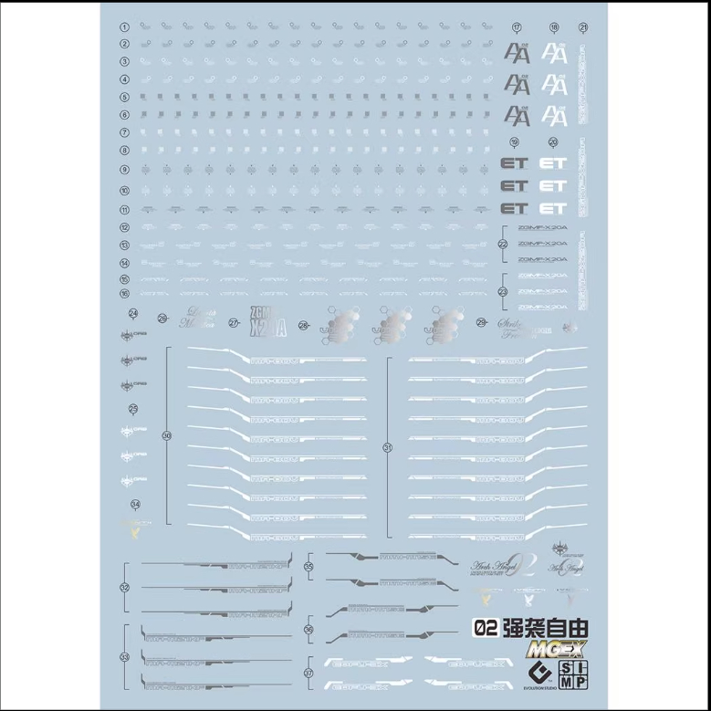 Decal nước huỳnh quang MGEX Strike Freedom ZGMF-X20A