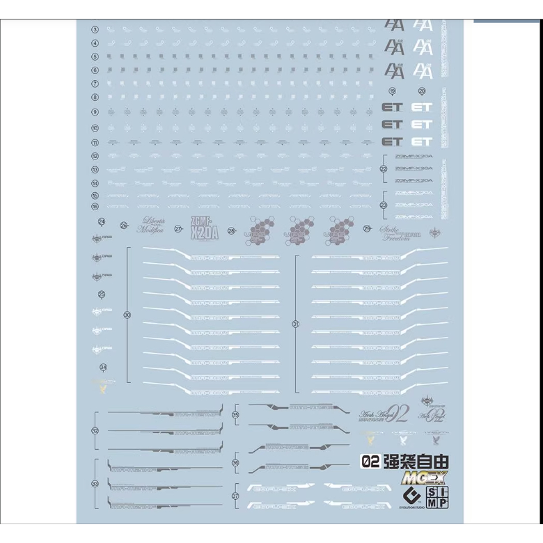 Decal nước huỳnh quang MGEX Strike Freedom ZGMF-X20A