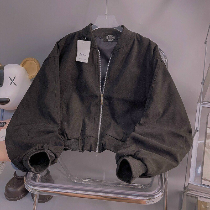 Áo khoác nữ đẹp da lộn 2 lớp croptop xitin thời trang-A2000