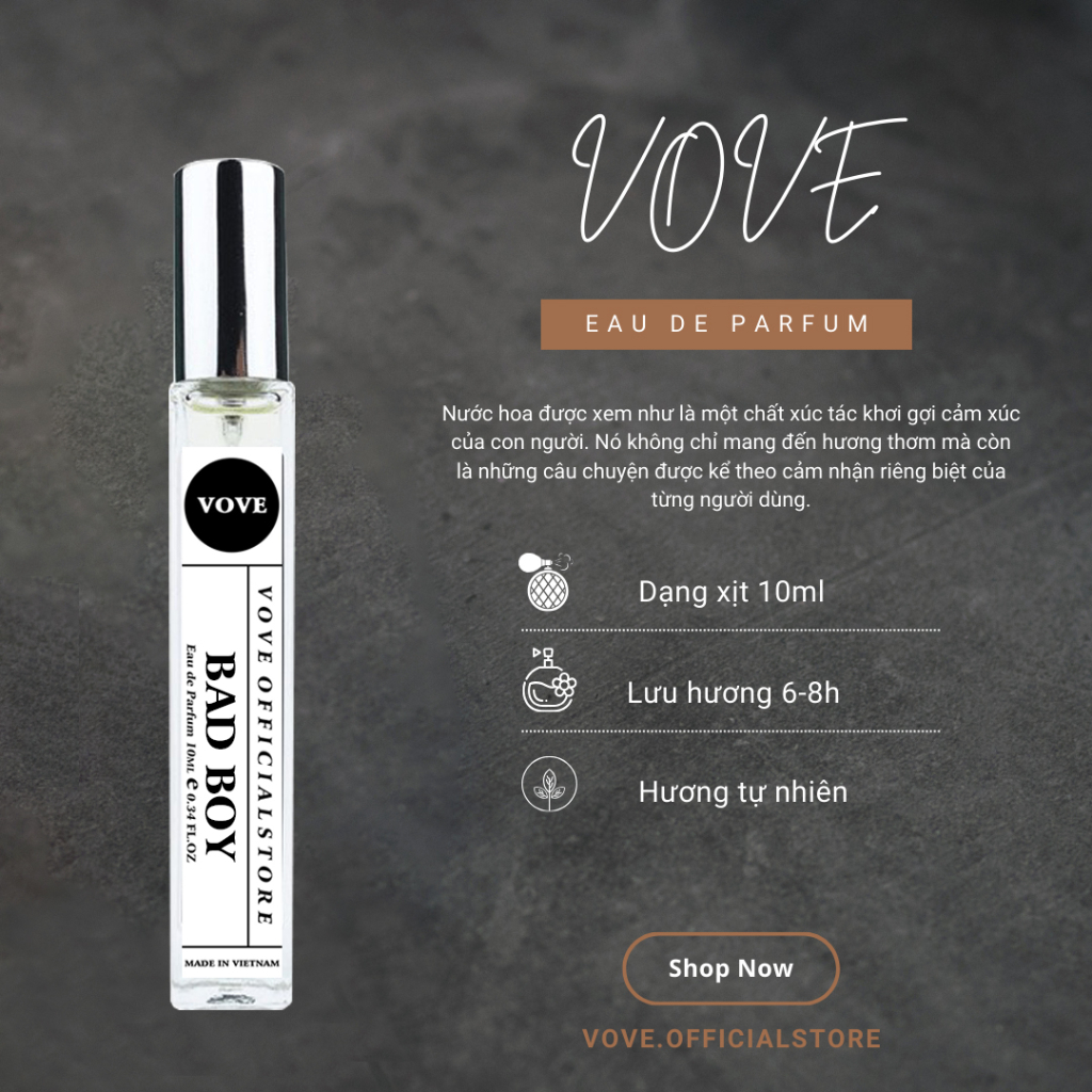 Tinh Dầu Nước Hoa VOVE Bad Boy 10ml - Mạnh mẽ, Nam tính, Cuốn hút