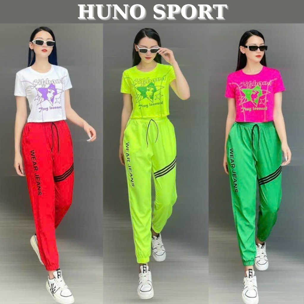 Thời trang thể thao nữ, quần jogger áo croptop tập Zumba, dancesport, tập gym , Yoga_ Aerobic_Dã Ngoại HUNO SPORT