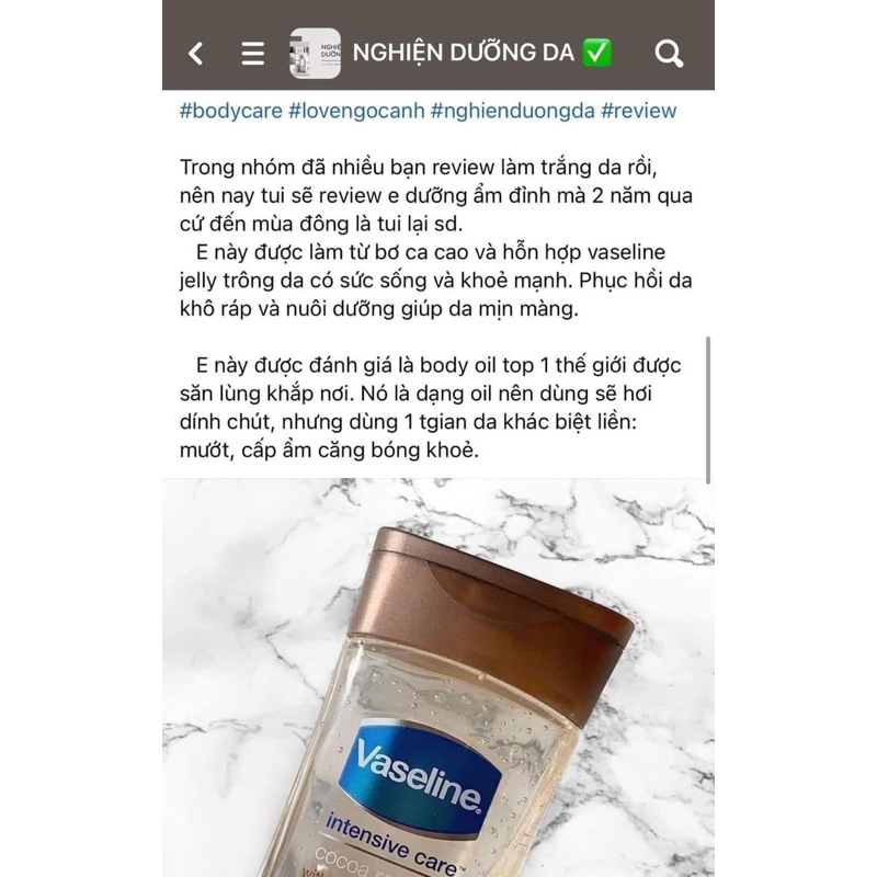 DẦU DƯỠNG THỂ VASELINE COCOA RADIANT BODY OIL MỸ 200ML