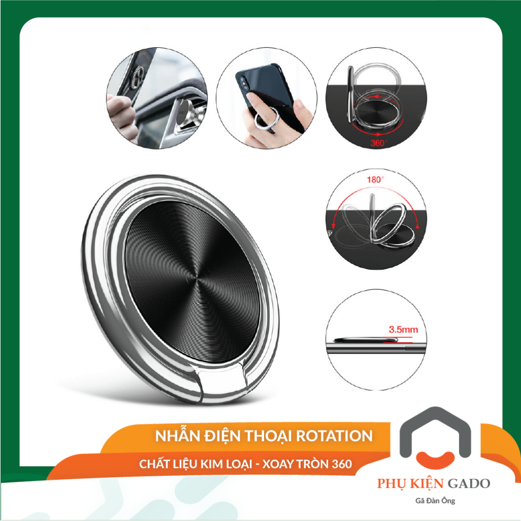 Nhẫn dán điện thoại GADO ring điện thoại tròn làm giá đỡ điện thoại gắn ốp lưng
