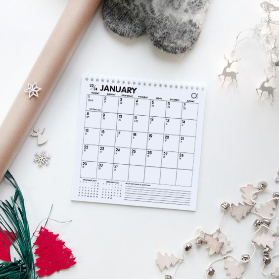 Lịch treo tường 2024  - có lịch âm note ngày lễ Việt Nam, ghi chú planner