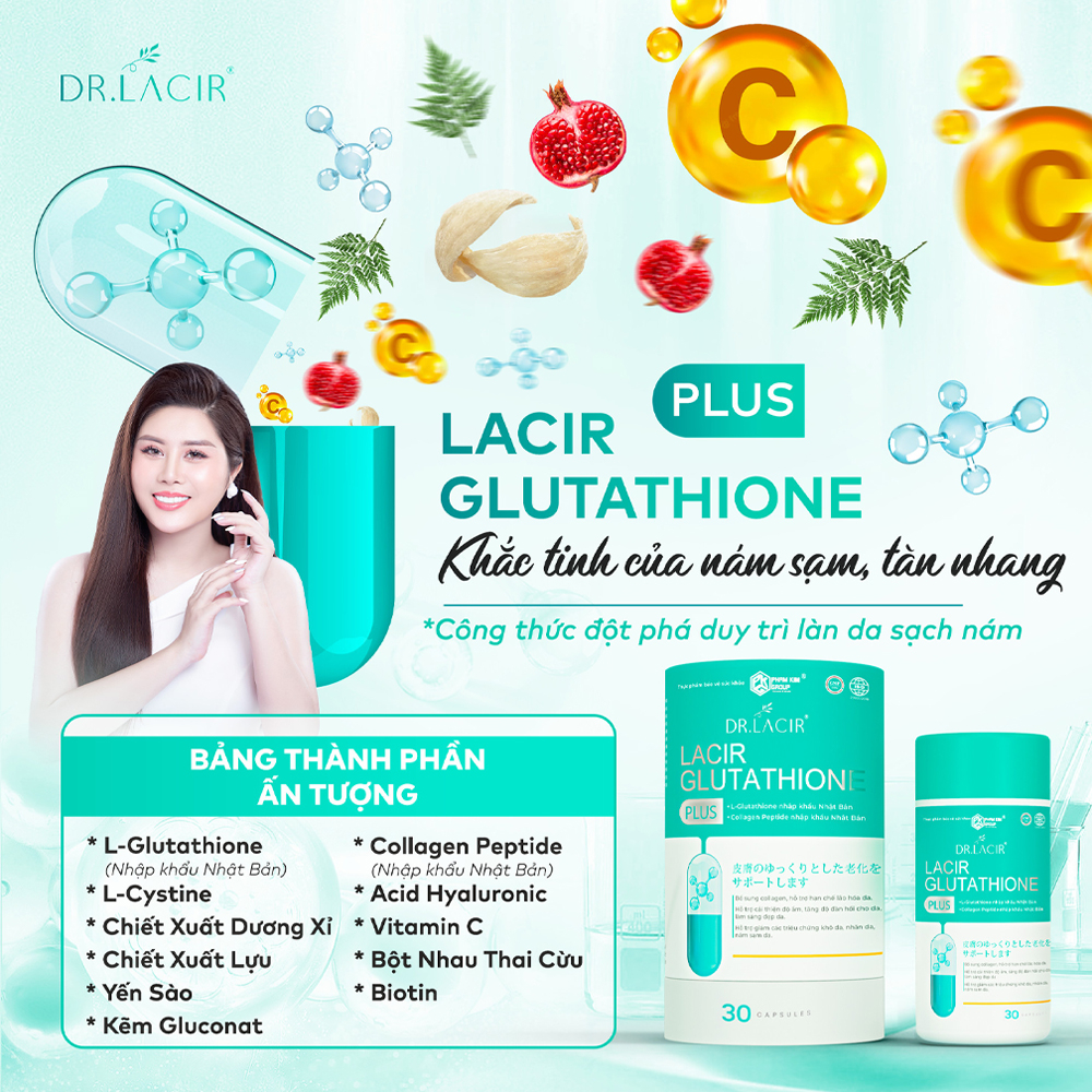 Viên Uống Trắng Da Lacir Glutathitone Plus Giá Sỉ Chính Hãng Giúp Dưỡng Trắng Da Mờ Thâm Nám