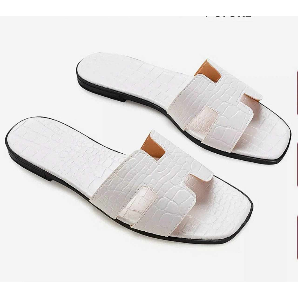 Dêp lê quai chữ H da rắn thời trang nữ