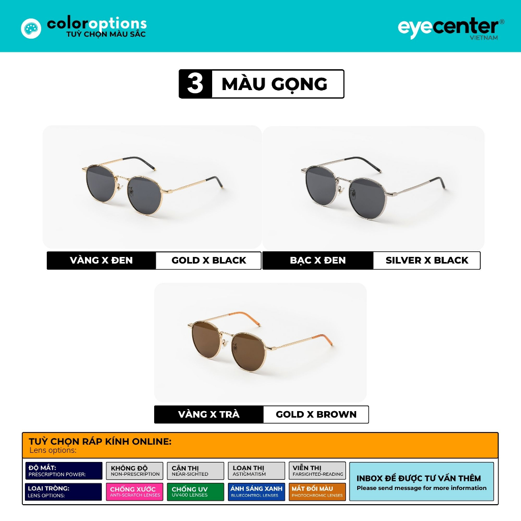 Kính mát nam nữ chính hãng nhiều màu EYECENTER S59S nhiều màu nhập khẩu by Eye Center Vietnam