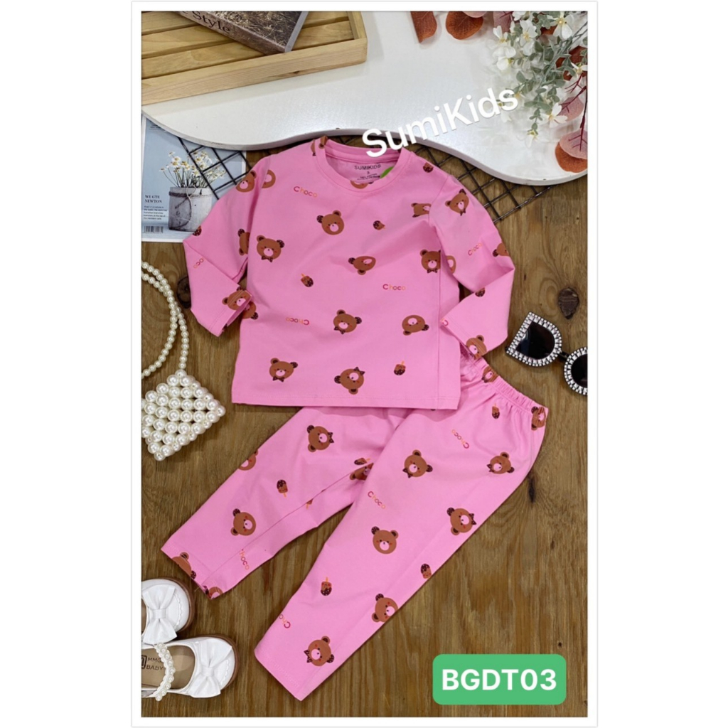 Bộ Thun Tay Dài In Hình Gấu - Sumikids