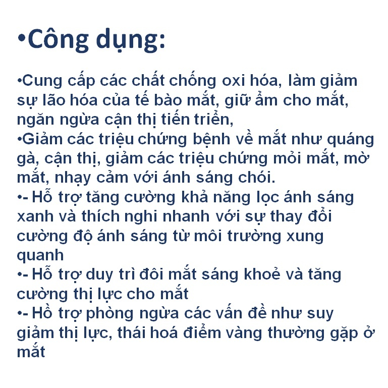 Viên Uống sáng Mắt Eye Pretty Gold giúp Sáng Mắt giảm Nhức Mỏi Mắt , Khô Mắt Tăng Cường thị lực cho mắt làm- hộp 30 viên