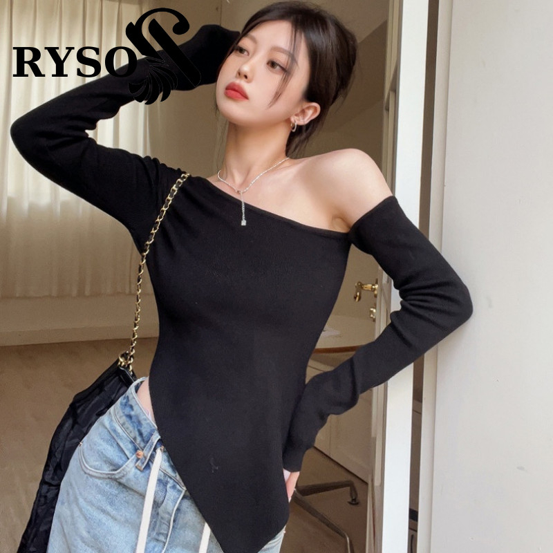 Áo Thun Tay Dài Lệch Vai Vạt Nhọn RYSO FASHION Nữ Ôm Body Áo Thun Basic Chất Thun Gân Dày Dặn