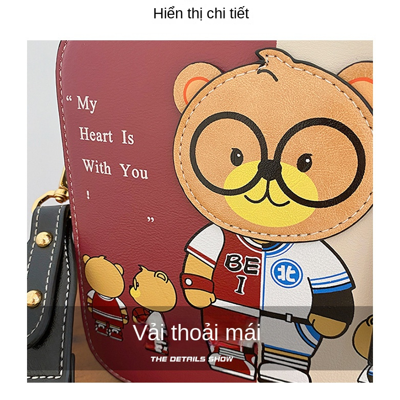 Túi đeo chéo Piton Bear Túi đeo vai hình vuông nhiều lớp thời trang mới