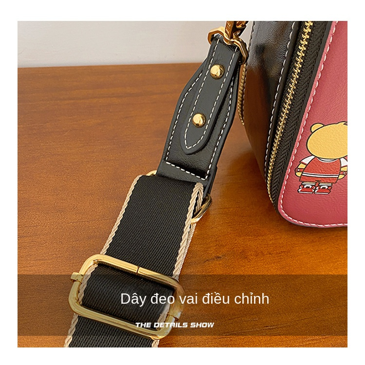 Túi đeo chéo Piton Bear Túi đeo vai hình vuông nhiều lớp thời trang mới