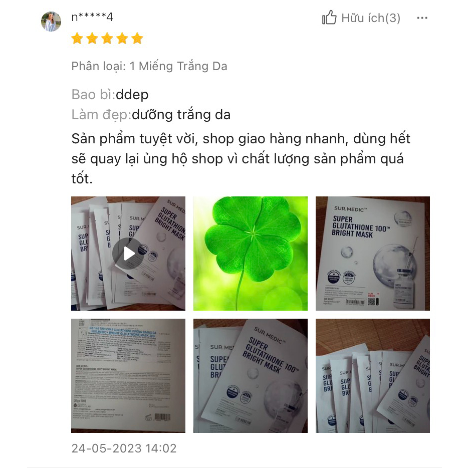 Mặt Nạ Dưỡng Trắng SURMEDIC Bright Glutathione Mask 30g LẺ 1 MIẾNG