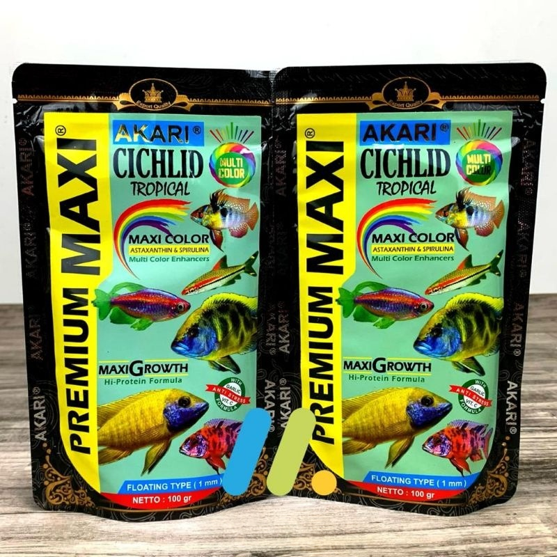 Cám Cá Lóc AKARI Premium Maxi - Red - Yellow - Blue 1mm, Hỗ trợ tăng màu cho cá lóc cảnh, các dòng lóc lạnh