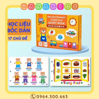 Học liệu bóc dán Montessory cho bé, học liệu busy book bóc dán thông minh 17 chủ đề, Sách bóc dán tiếng Anh