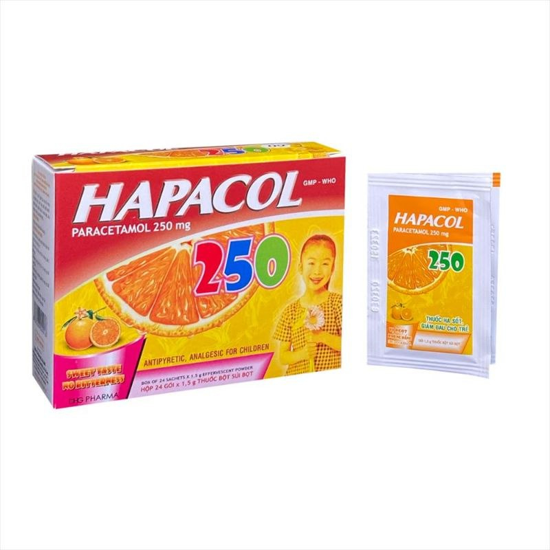 Hapacol 250mg, 150mg, 80mg DHG hộp 24 gói